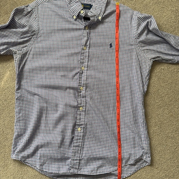 Ralph Lauren Purple Plaid Button Up Mens Med 100% Cotton Professional Work EUC - Picture 13 of 14